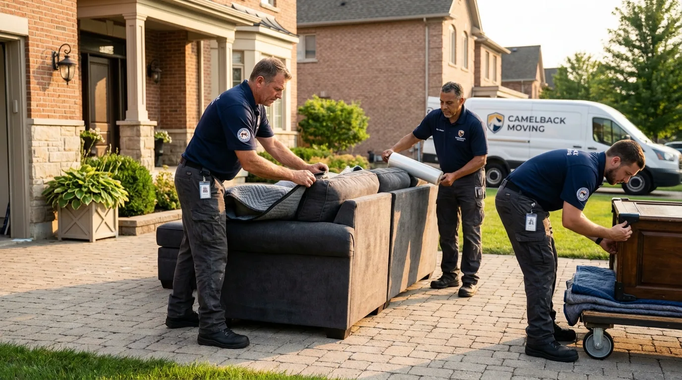 Large estate moving crew wrapping furniture in Waymart, PA